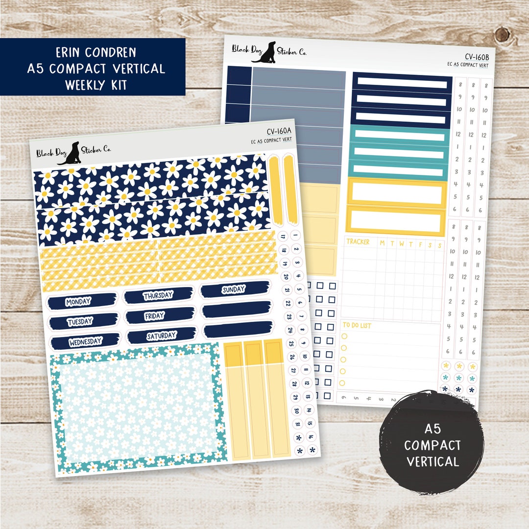 Erin Condren EC A5 Compact Vertical Weekly Kit Darling Daisies Planner ...