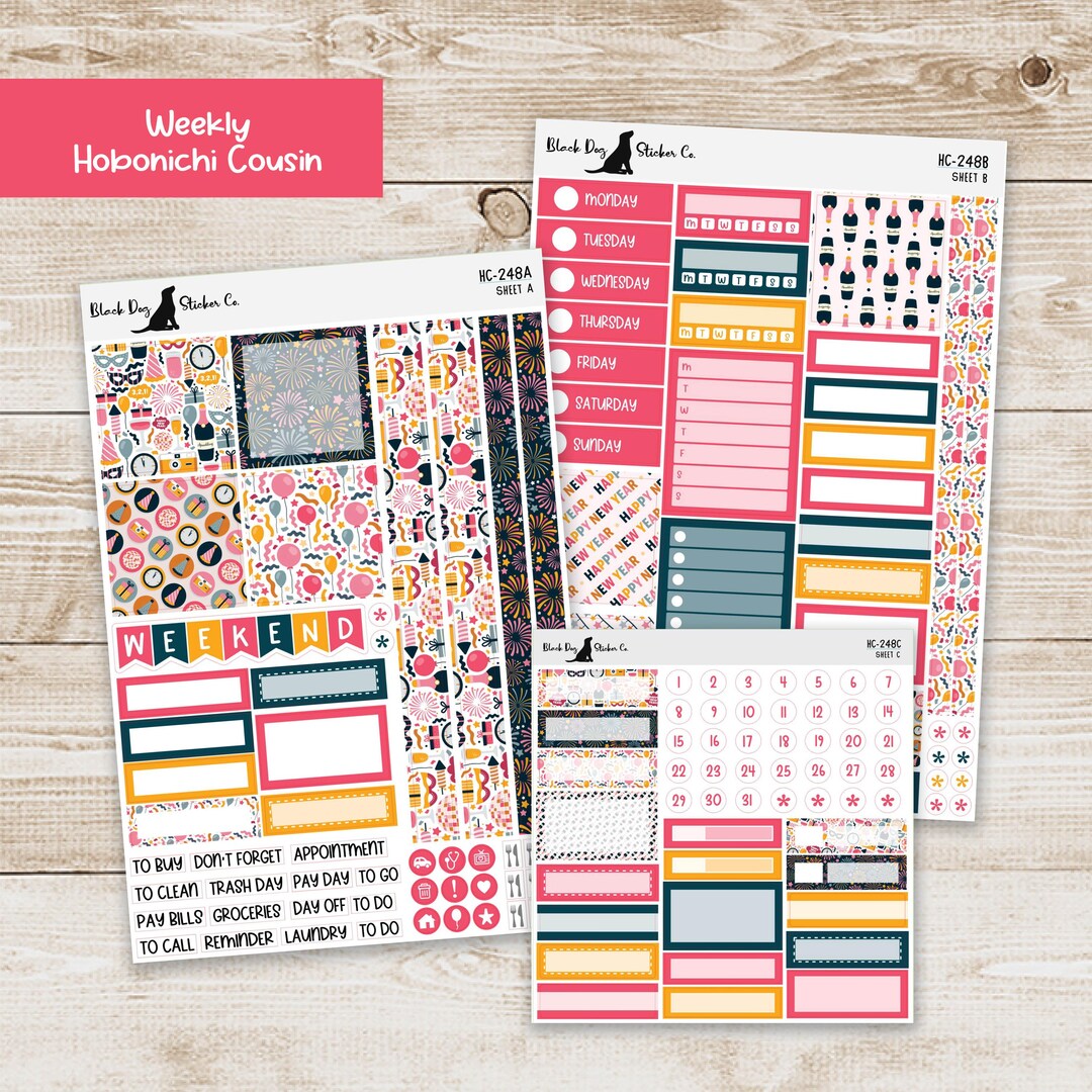 HC-248 Hobonichi Cousin Weekly Kit - Happy New Year - Planner Stickers ...