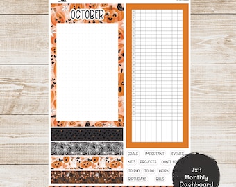 Erin Condren EC 7x9 or A5 Dashboard Monthly Kit - October 2024 - Boo to You - Planner Stickers - 7x9D-232 or A5D-232