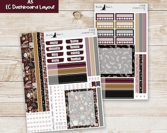 DB-355 Erin Condren EC A5 Dashboard Layout Weekly Kit - Bewitched - Planner Stickers