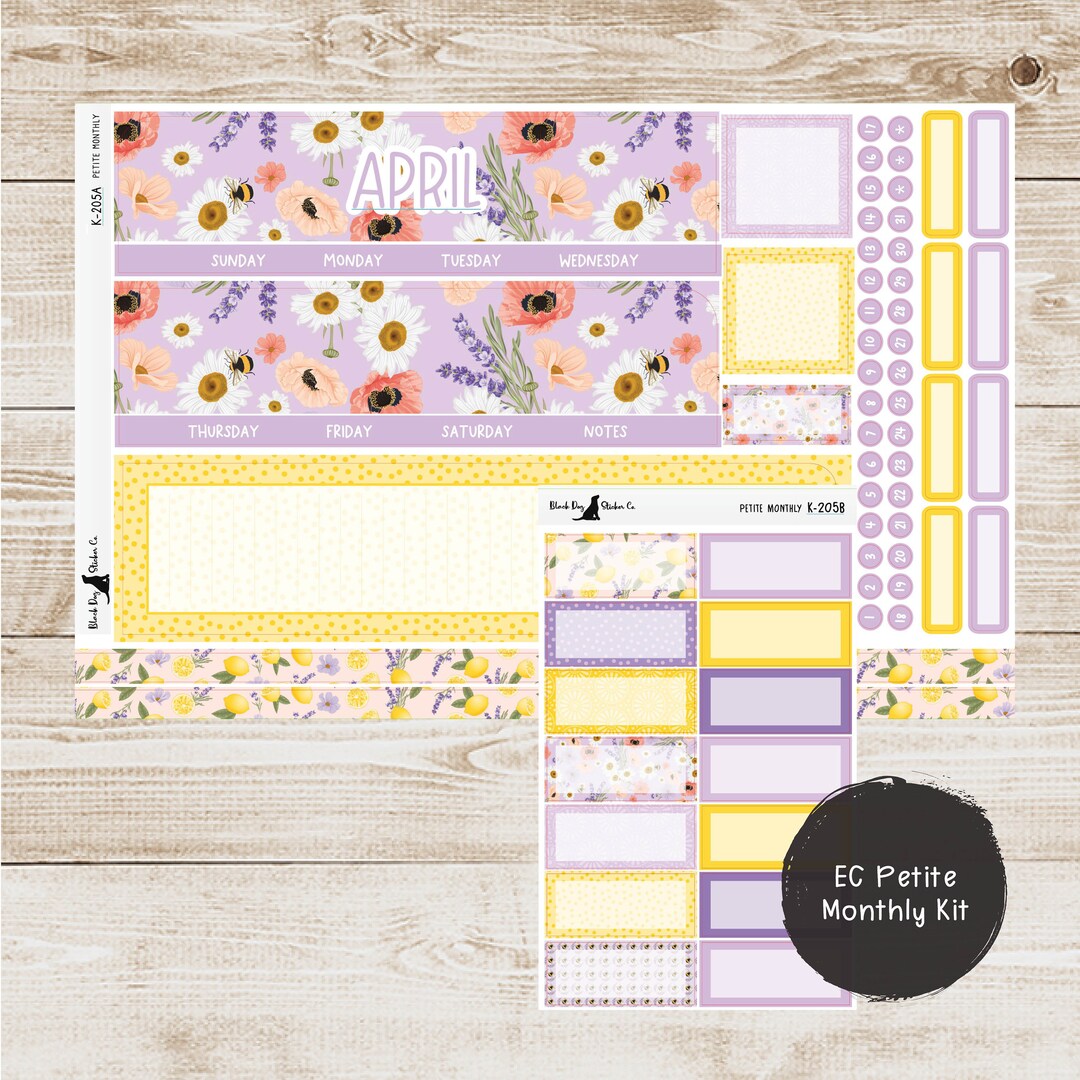 PET-205 - Erin Condren Petite Monthly Kit - April 2024 - Lavender and ...