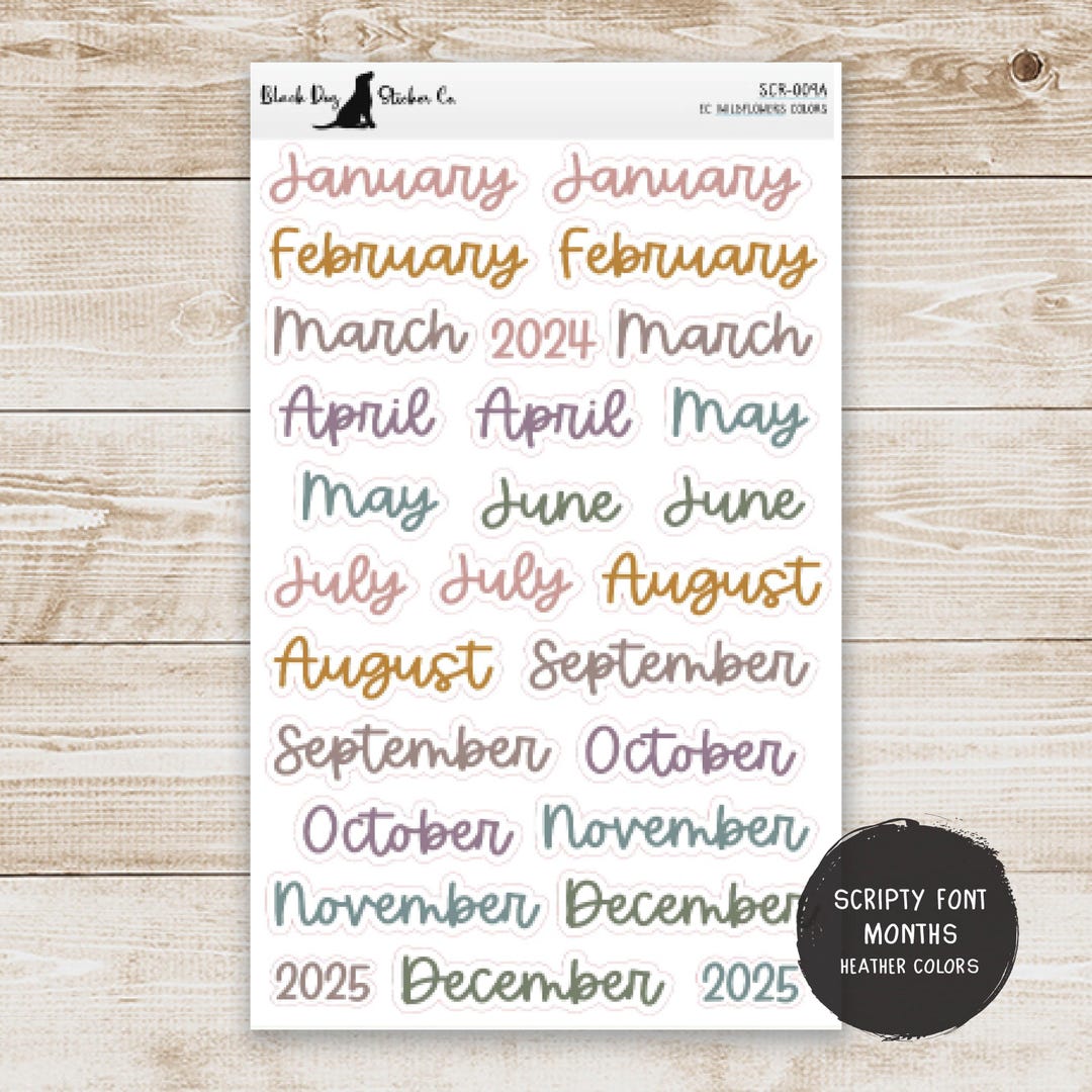 Script Minths MONTHS of the YEAR - Script Planner Stickers SCR-009A - Erin Condren ...