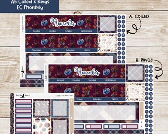 K-363 Erin Condren A5 Monthly Kit - November 2026 - Falling Leaves - Planner Stickers