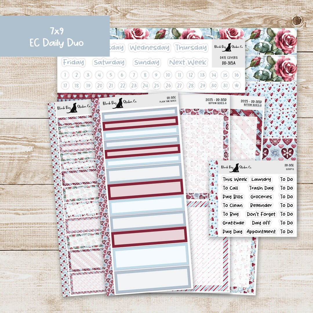 DD-315 EC 7x9 Daily Duo Weekly Kit - Winter Romance - Planner Stickers ...