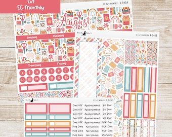 K-345 Erin Condren EC 7x9 Monthly Kit - August 2026 - Cool for School - Planner Stickers