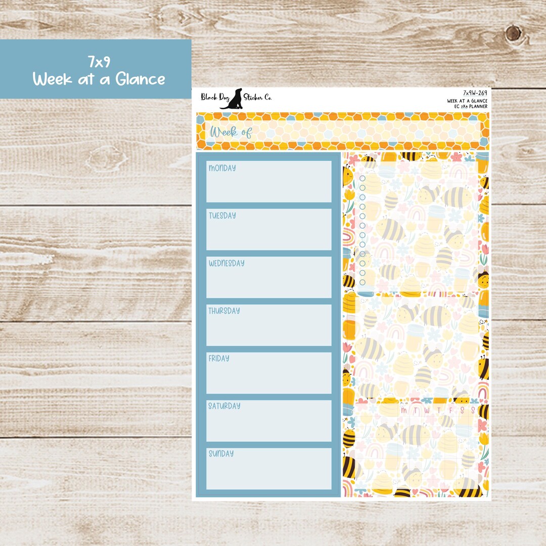 W-269 Erin Condren EC 7x9 or A5 Week at a Glance Kit - Honey Bee ...