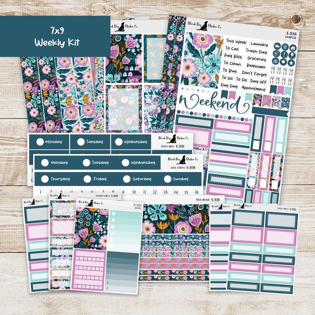 K-313 Weekly Kit & Add-ons - Frosty Flowers - Planner Stickers - Etsy