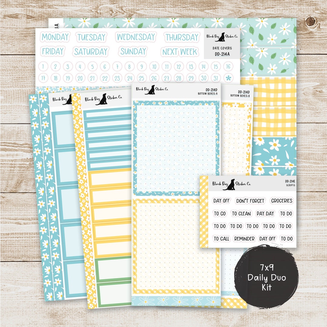 DD-214 EC 7x9 Daily Duo Weekly Kit - Summer Daisies - Planner Stickers ...