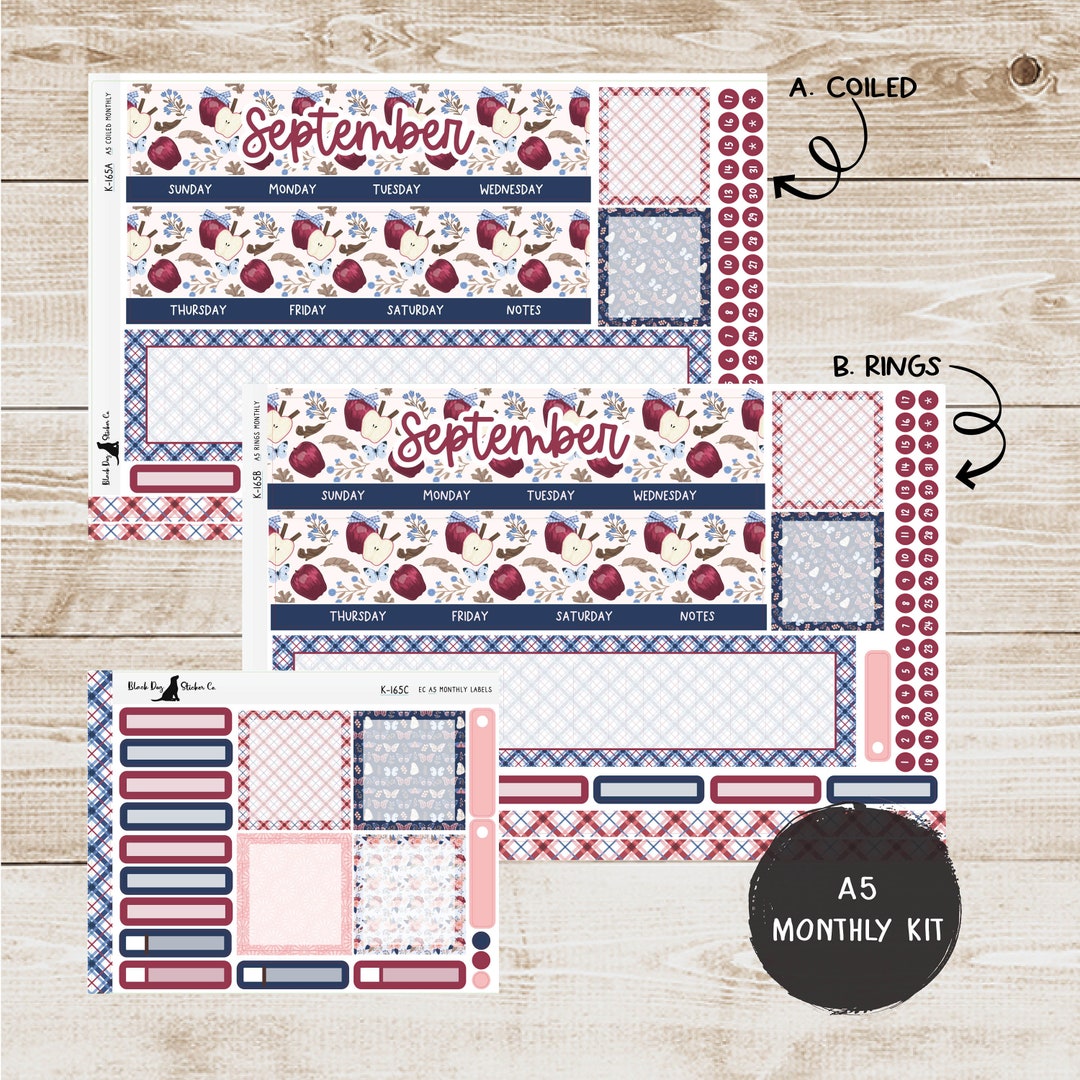 K-165 - Erin Condren A5 Monthly Kit - September 2023 - Apple Picking ...