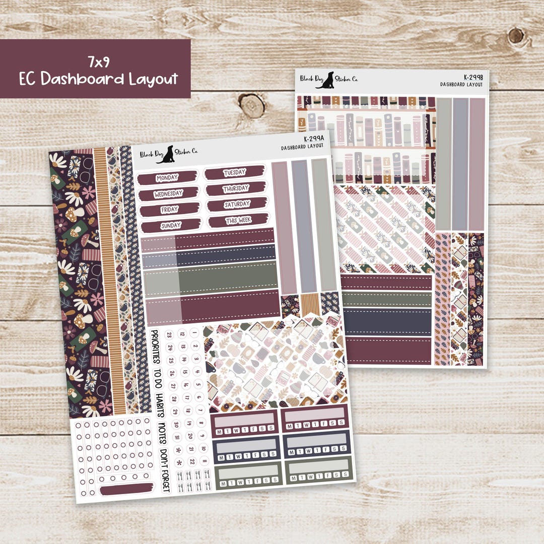 DB-299 Erin Condren EC 7x9 Dashboard Layout Weekly Kit - Cozy Fall ...