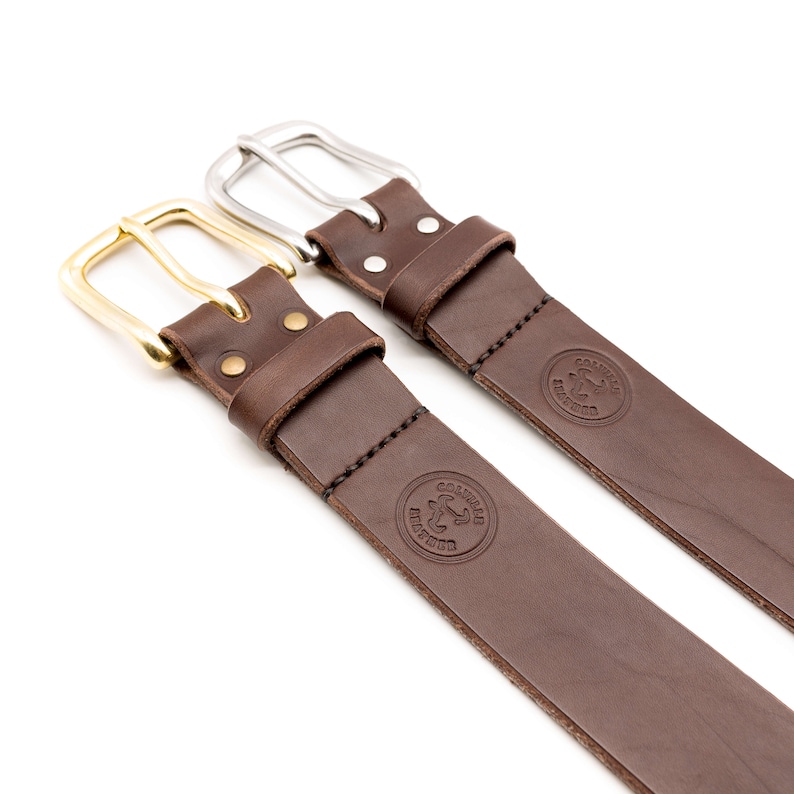 Handmade leather belt Italian leather Solid brass or stainless steel buckle Handmade in the UK