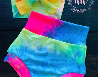 Jojos Boutique Cotton Candy tie dye bummies Diaper Cover Shorts