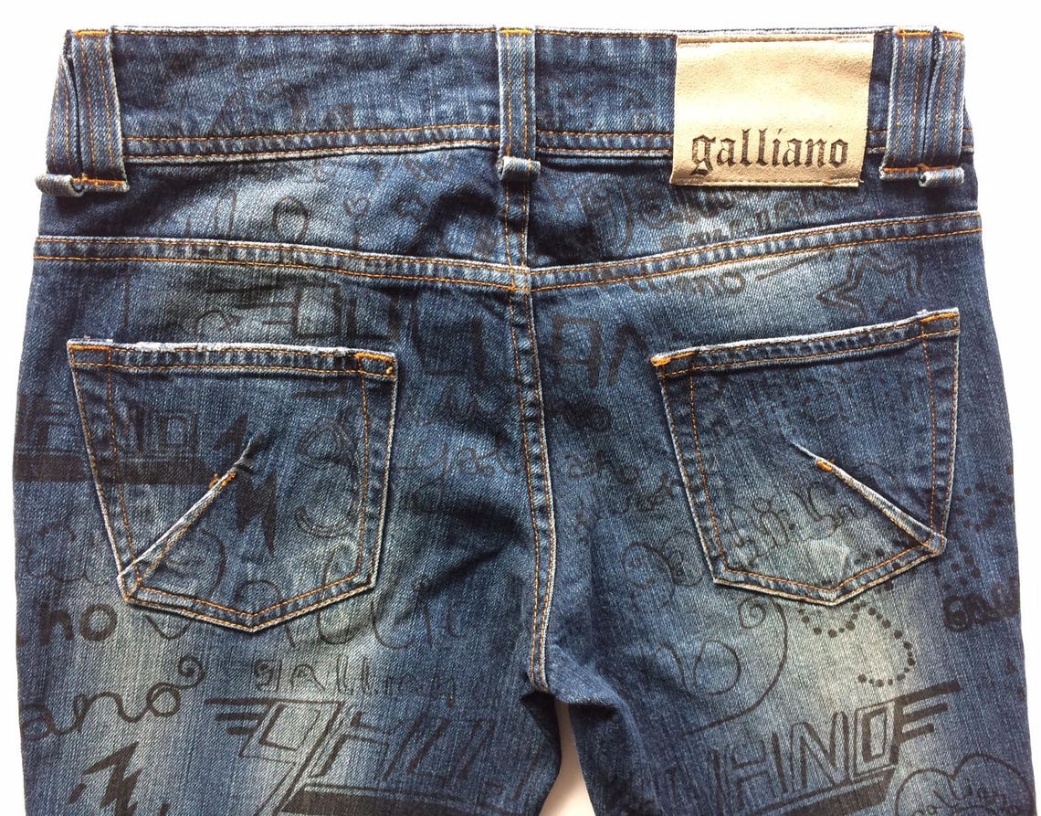 Vintage Printed GALLIANO Jeans/ Made in Italy/ EUR36 US26 Etsy