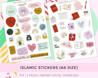 Islamic Planner Stickers: Muslim Theme, A6 Size (Digital Download)