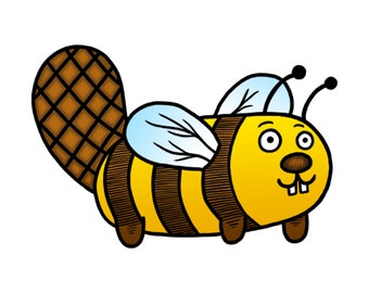 BeeVer sticker - a Bee Beaver hybrid animal design by Lady Beaver