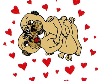 Pug Love clear sticker by Lady Beaver