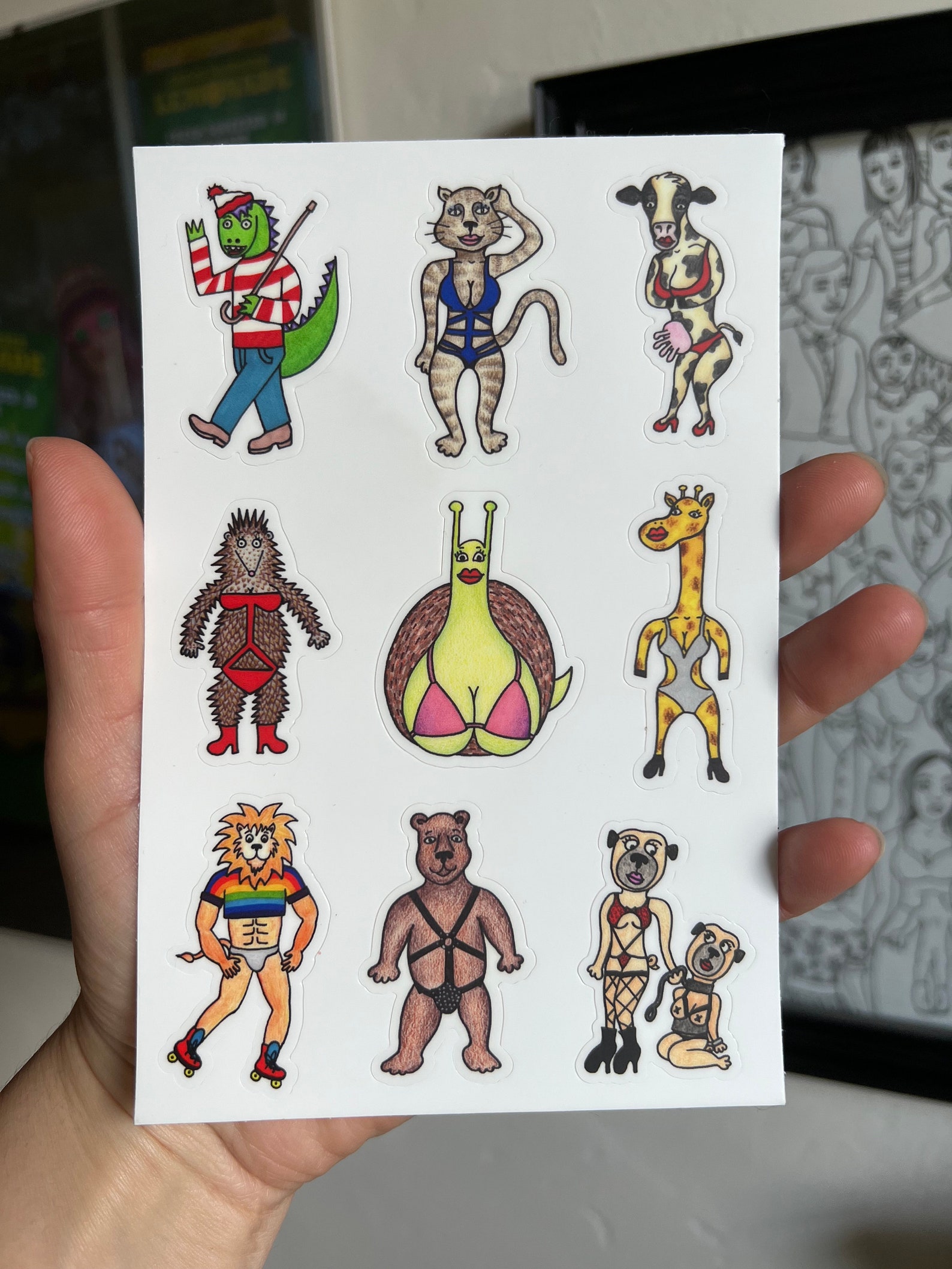 Fuzzy R Sticker Fuzzy Wuzzy Animal Stickers - Sticker Sheets With 9 Animals! - Etsy
