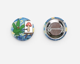 Weed painting mushroom pin by Lady Beaver