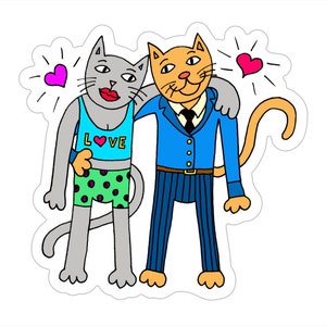 Cats in Love - Kiss Cut stickers by Lady Beaver