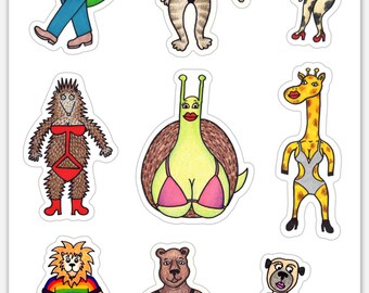 Fuzzy Wuzzy animal stickers - sticker sheets with 9 animals!