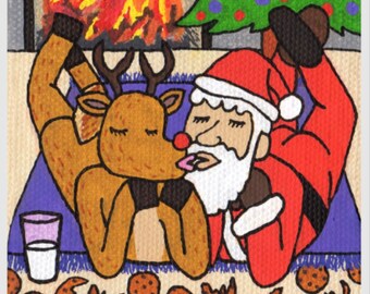 Cookies and Milk pin - Santa and Reindeer in love