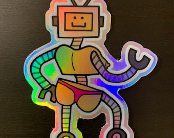 Stripper Robot Holographic Sticker