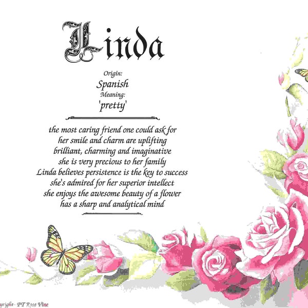 Name Meaning Print Etsy