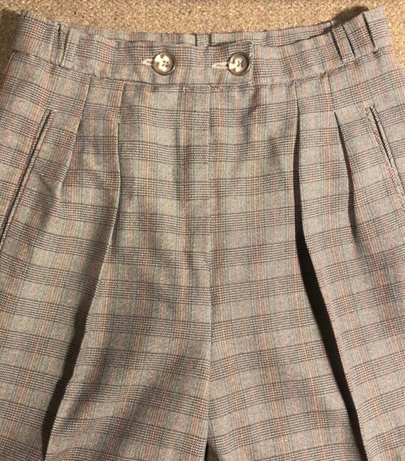 Slim Pleated Check Trousers Grey Black 