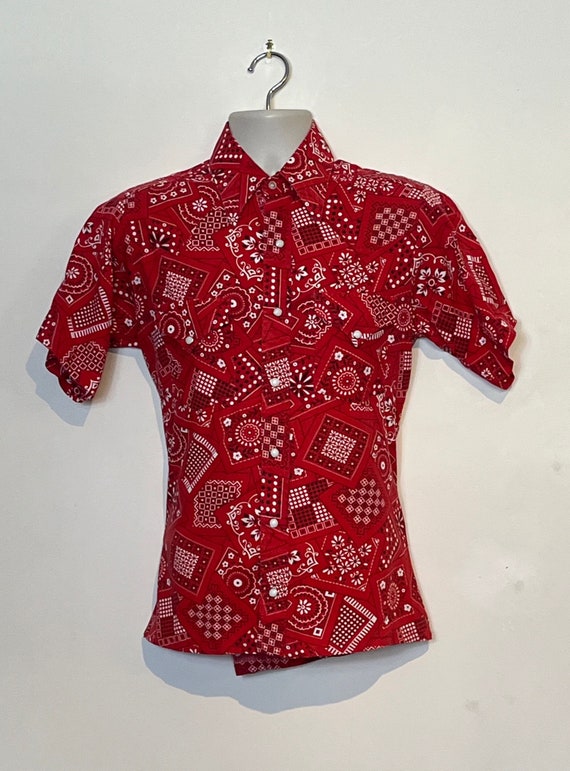 Bandana Print Cowboy Shirt Made In USA Mens Ladies