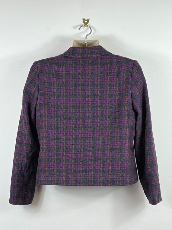 Pendleton Wool check Cropped blazer Purple Black … - image 2