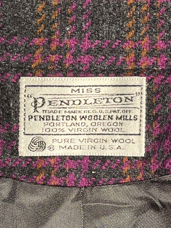 Pendleton Wool check Cropped blazer Purple Black … - image 3