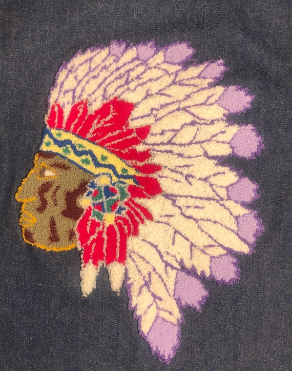 Native American Embroidered Denim Waistcoat Purple