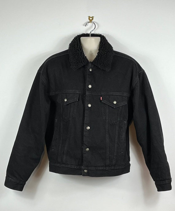 Levis Black Sherpa Denim Jacket Made USA Mens Ladies - Etsy