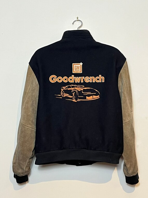 Mr Goodwrench Varsity Bomber Jacket Wool Suede Black … Gem