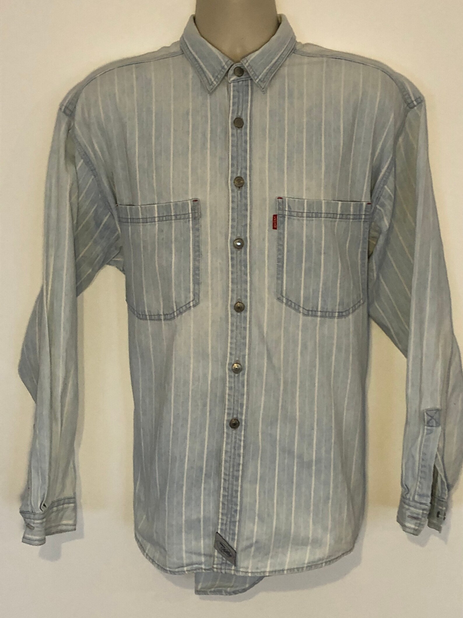 Levis Heavy Denim Shirt Hickory Stripe Blue White Mens Ladies - Etsy UK