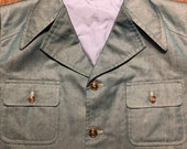 60s Turquoise Jacket Overcoat Lined Mens Ladies Medium 40 Mod Hippy Boho Rocker Festival Gig Vintage 70s Teal Blue Waterproof Showerproof
