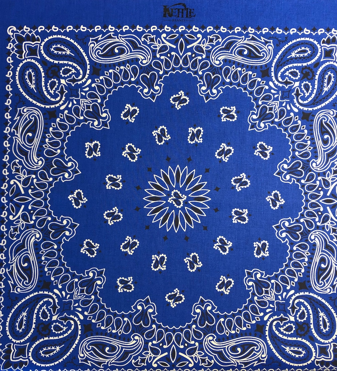New Old Stock Bandana Made in USA Blue Black White Mens Ladies Etsy