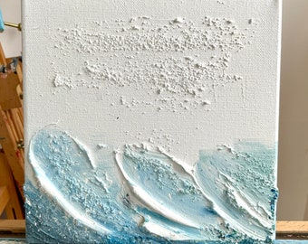 Small abstract wave painting / acrylic on box canvas / 20cm x 20cm