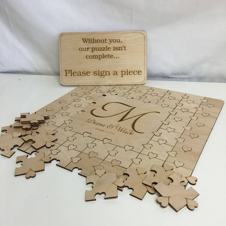 50-300 piece Puzzle Guest Book Wedding Guest Book Large Letter Alternative Guest Book Hearts GuestBook Unique Guestbook Wedding Book Heart