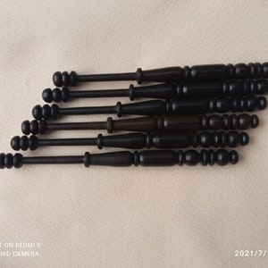 6 handgefertigte Deko-Spulen aus Ebenholz, 13 cm. Almagro-Typ