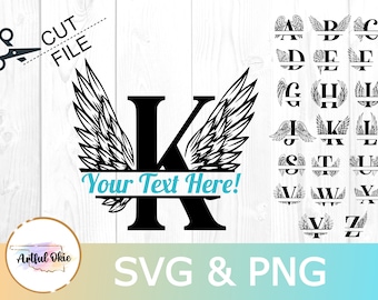 Split Monogram Angel Wing SVG
