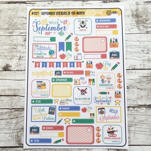 September Stickers of the Month // Decorative and Functional // Planner // Notebook // Bullet Journal (1 Sheet) Item #1127