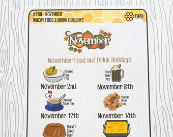 November Wacky Food & Drink Holidays (Set of 11) Item #209