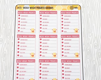 Weekly Weight Progress Sidebars Stickers (Set of 12) Item #173