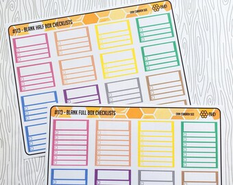 Blank Full Box // Half Box Checklists (Sets of 8 or 16) Item #113