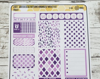 Watercolor Patterns Violet Minimalist Weekly Kit (Set of 32) Item #877