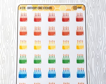 Birthday Cake Stickers (Set of 40) Item #378