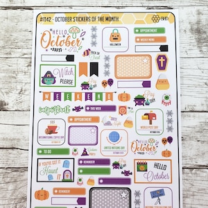 October Stickers of the Month // Decorative and Functional // Planner // Notebook // Bullet Journal (1 Sheet) Item #1142