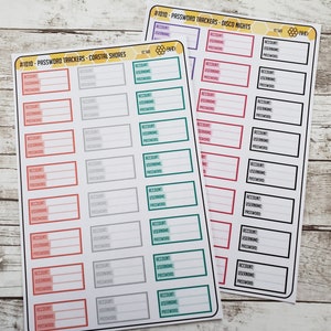 Password Trackers Stickers (Set of 24) Item #1010
