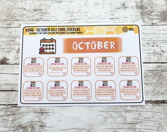 October Self Care Stickers (Set of 12) Item #946